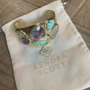 Margot Gold Statement Cuff Bracelet: Sea Green Mix